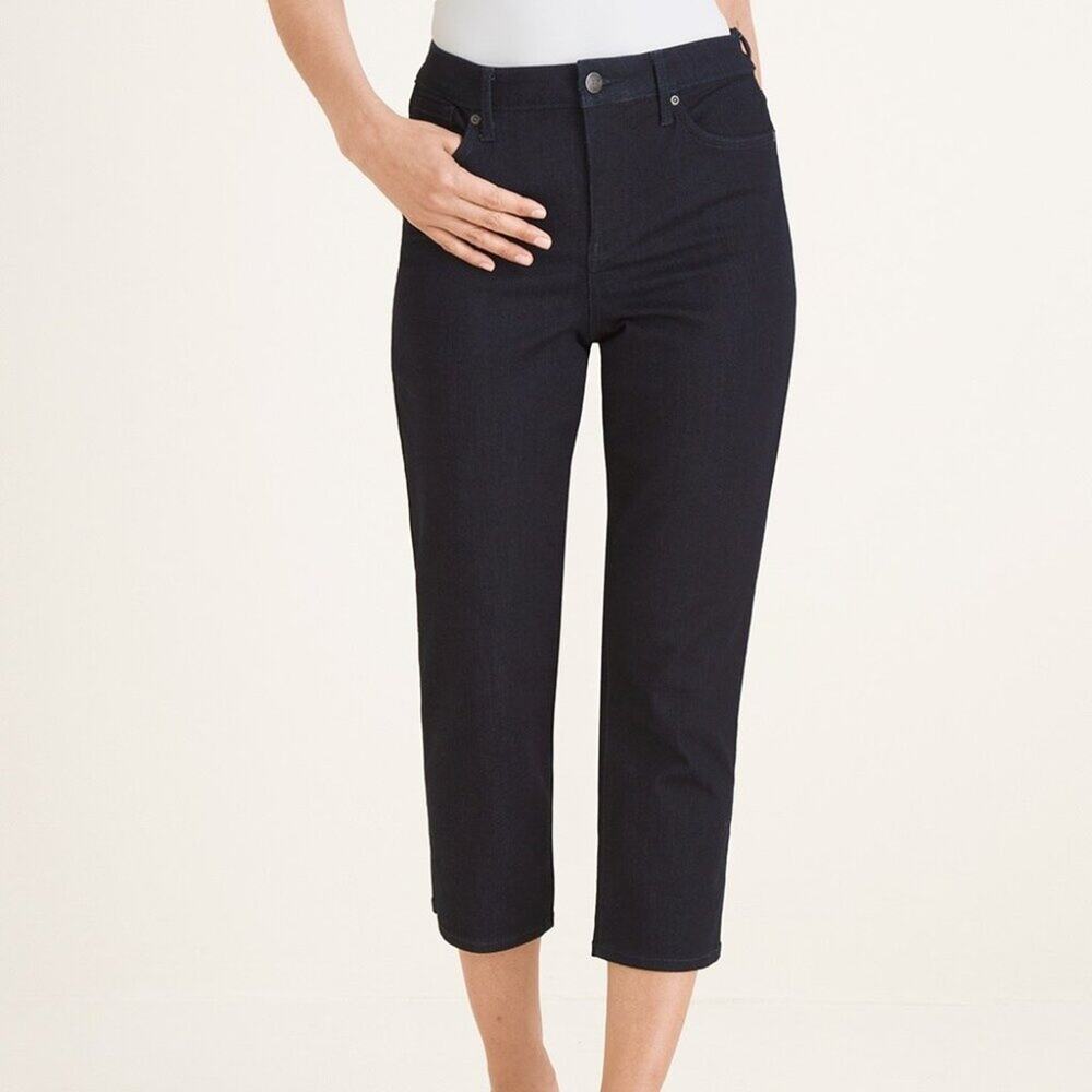 NYDJ for Chico's Dark Denim Slim Crop Jeans 6 EUC